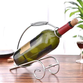 

Promotion! 1PCS Stainless Steel Portable Wine Rack Single Bottle Storage Rack 5L Wine Display Stand Creative Kitchen Bar Tool