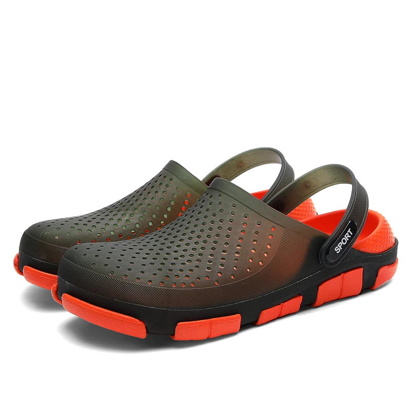 Najtaniej Gumowe Slip On sandały plaża 2019 letnie buty męskie Crocks Sandles Eva sandały Cholas Sandalias Hombre drewniaki ogród zamknięty Toe