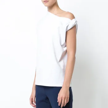 

2019 Summer Women Ruched Basic T Shirt Asymmetrical Short Sleeve White T Shirts Top Irregular Fashion Clothing