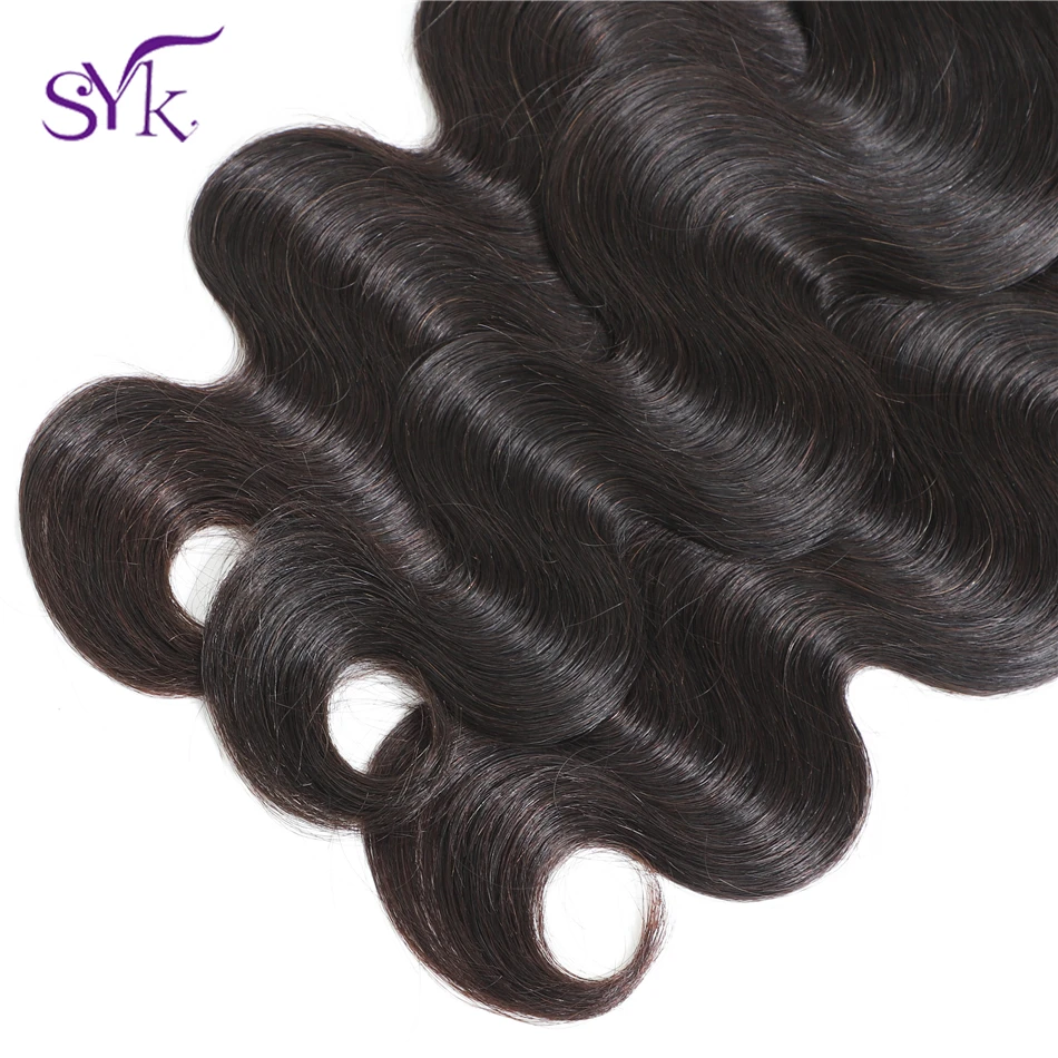 SYK волосы бразильские волнистые волосы 4 пучка предложения человеческие прядка для наращивания волос не Реми волосы натуральный цвет 8-26 дюймов