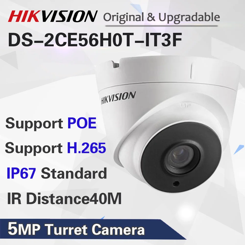 HIKVISION международная версия DS-2CE56H0T-IT3F Turbo HD 5MP ИК купольная камера переключаемая TVI/AHD/CVI/CVB IP67 водонепроницаемая