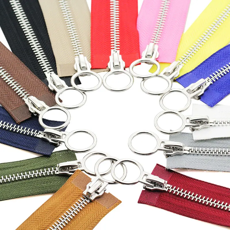5# 70/90cm Metal Long Zipper Double Slider Two-Way Zip for Jackets Zipper Repair Kit Ring Buckle Replacement Sewing Material