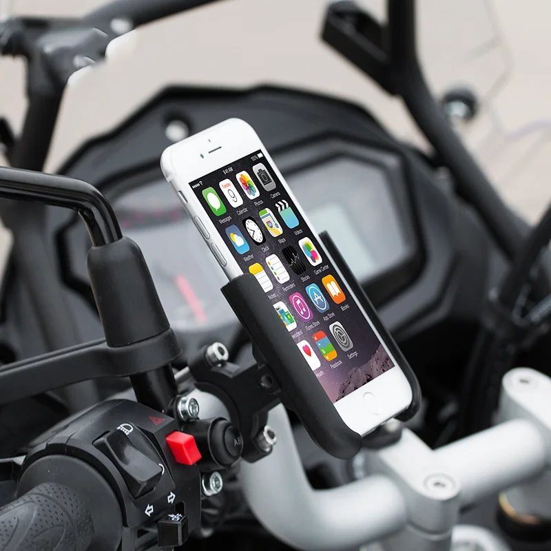 1 X Universal Motorcycle ATV Handlebar Mount Phone Holder Support Black Aluminum