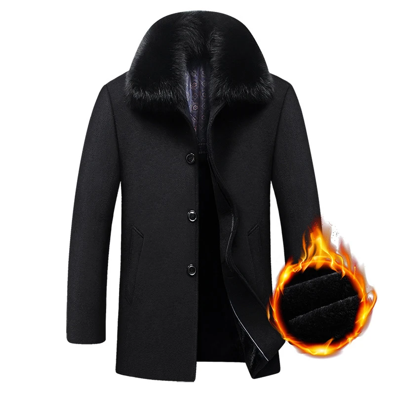 Long Coat Winter Woolen Men Fleece Thick Detachable Large Fur Collar Wool Coat Autumn Windbreaker Casual Jacket Mens Clothing Long Coat Winter Woolen Men Fleece Thick Detachable Large Fur Collar Wool Coat Autumn Windbreaker Casual Jacket Mens Clothing