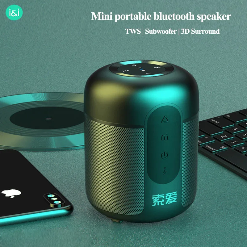 SOAIY Portable Bluetooth Speaker Wireless Bass Column Mini outdoor Loudspeakers Subwoofer Hanging speakers for Sport Riding