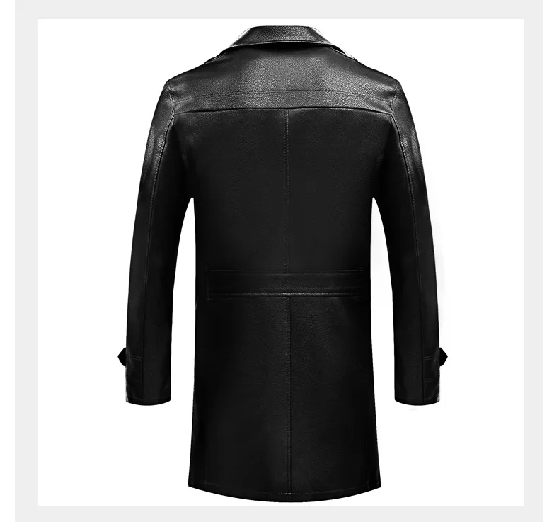 sheep leather jacket New Arrival Style Men Boutique Faxu Leather PU Trench Coat Business Solid Epaulet Single Button Leather Coat Plus Size M-7XL original leather jacket for men