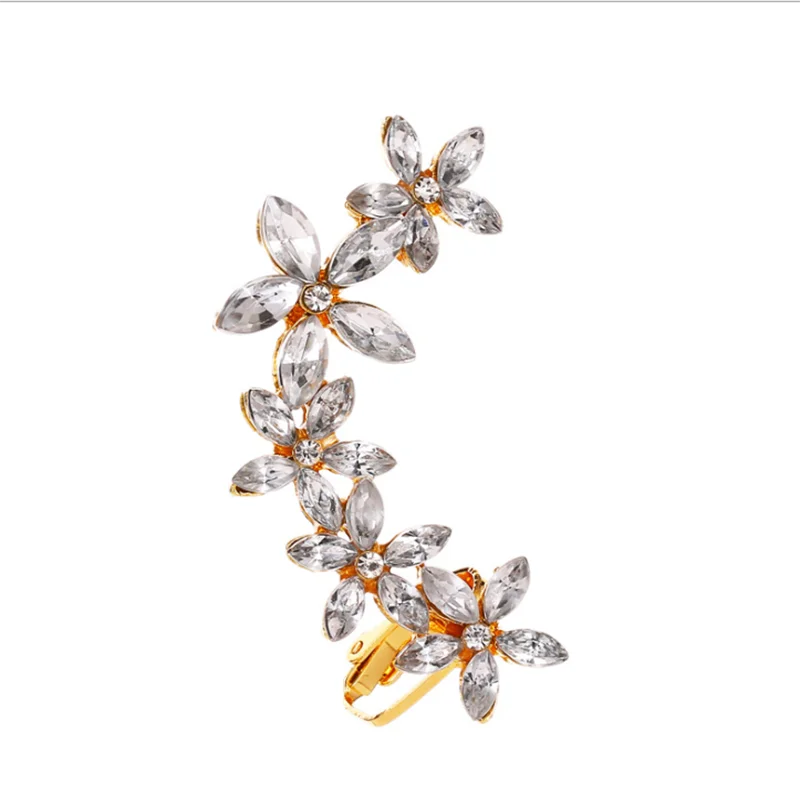 5pcs Flower-gold Стимпанк цветок Звезда обертывание клип серьги не пирсинг ухо манжеты Серьги для женщин Резные Бабочка Кристалл спиральный для хряща Brincos - Окраска металла: 5pcs Flower-gold