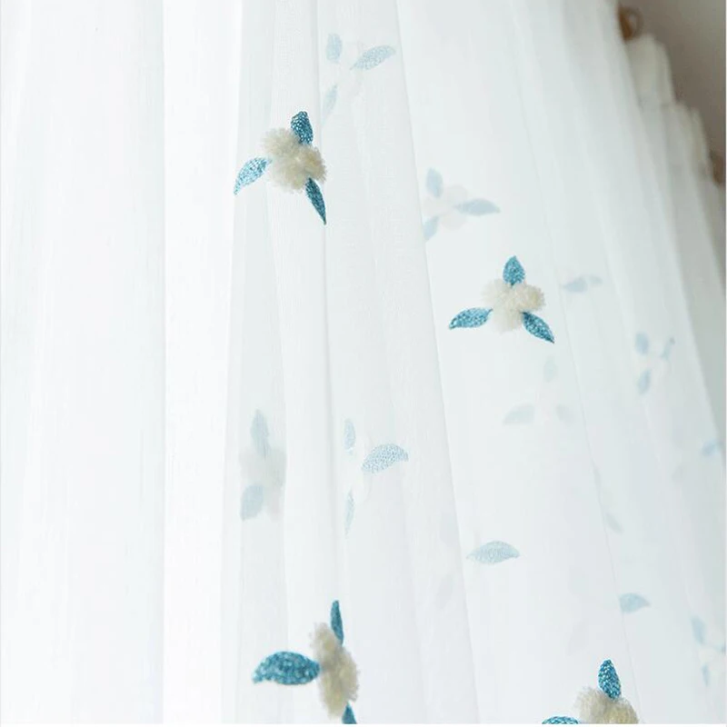 

Stereo Embroidered 3D Flower Sheer Curtains for Bedroom Window Screen Tulle for Children Room Girl Pastoral Yarn Balcony