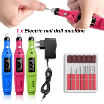 

1set Colorful EU Plug/US Plug Electric Nail File Art Drill File Acrylic Manicure Pedicure Portable Machine Kit Grinding Machine