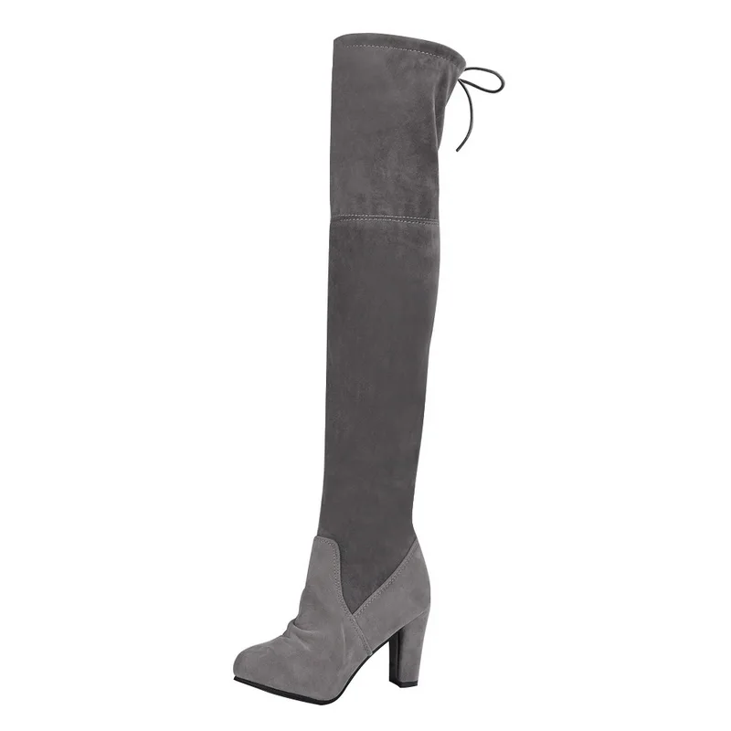 Новые женские ботинки пикантная женская обувь на высоком каблуке со шнуровкой зимние сапоги до колена на шнуровке теплые модные ботинки, Размеры 35-43