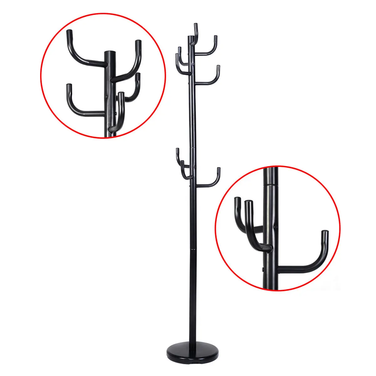 

Costway Metal Coat Rack Hat Stand Tree Hanger Hall Umbrella Holder Hooks Black