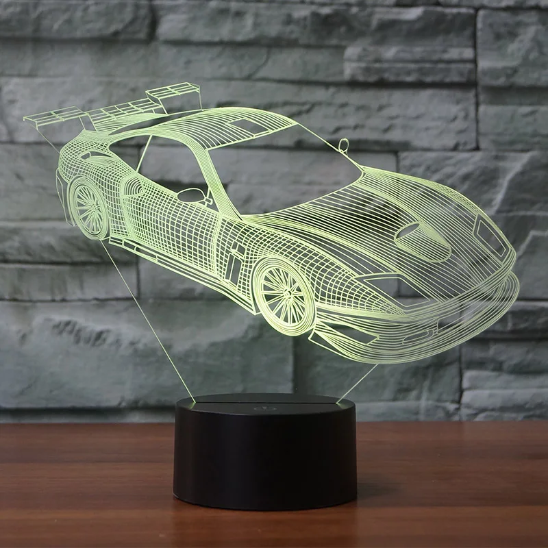Быстрый спортивный автомобиль 3D светодиодный ночник RGB 7 цветов Изменение Настольная лампа фигурки 2909 дети дома рождественские игрушки