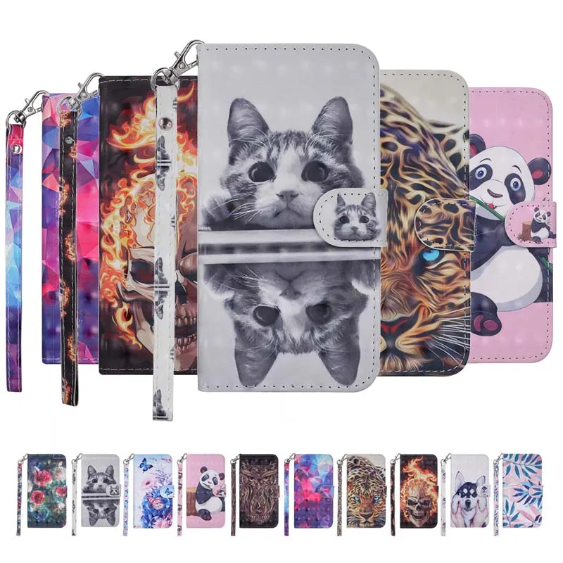 

3D Painted Flip Case for Samsung Galaxy A10 A30 A50 Wallet Stand Phone Cover for Samsung M10 M20 M30 Note9 PU Leather Case Coque