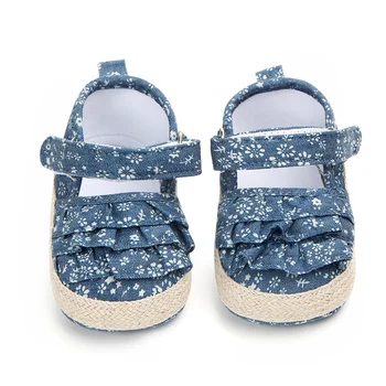 

Canvas Baby Shoes Denim Princess Shoes For Girls Soft Soled Baby Girls Shoes Summer Cotton Newborn Girl First Walkers sx1