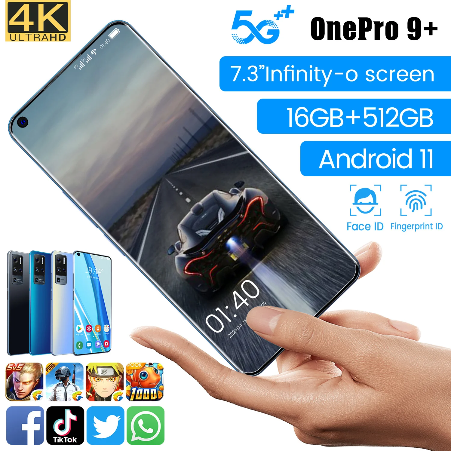 US $112.50 Global OnePro 9 73Inch Smartphone Android11 16GB RAM512GB ROM 6800mAh Snapdragon 888 Deca Core CPU Mobile Phone 3264MP Newest