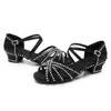 HROYL Latin Dance Shoes for Girls Women Ladies With Rhinestone Ballroom Modern Tango Dancing Performance Shoes 3.5/4CM Heels 3