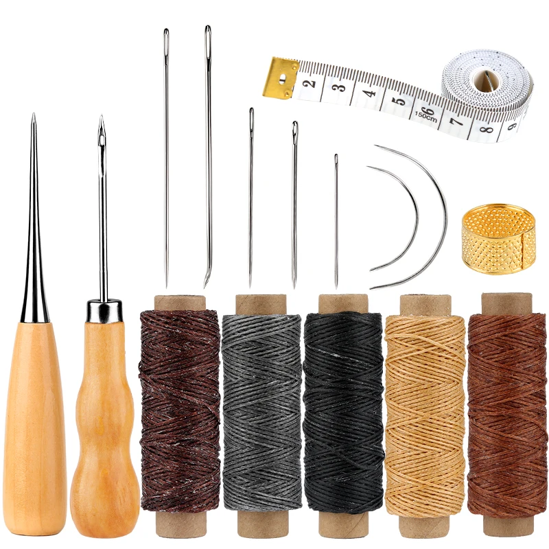 

LMDZ Leather Sewing Tool Kit Handmade Sewing Needle Stitching Perforated Awl Wax Thread Set Accessories DIY Leather Craft Tools