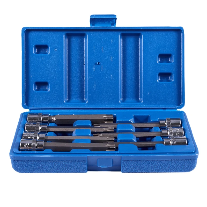 

7-Piece 3/8 inch Extra Long Torx Star Bit Socket Set 110Mm Star Drill Socket Set with Box Packaging