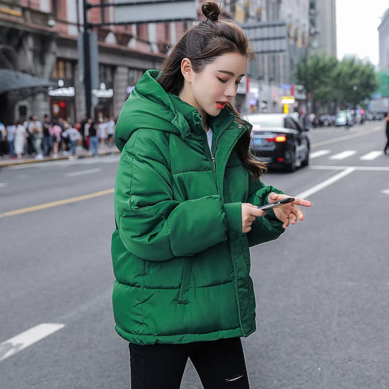 remarkable  2019 New Autumn Winter Jacket Hooded Women Coat Loose Cotton-padded Short Jackets Female Parka Warm