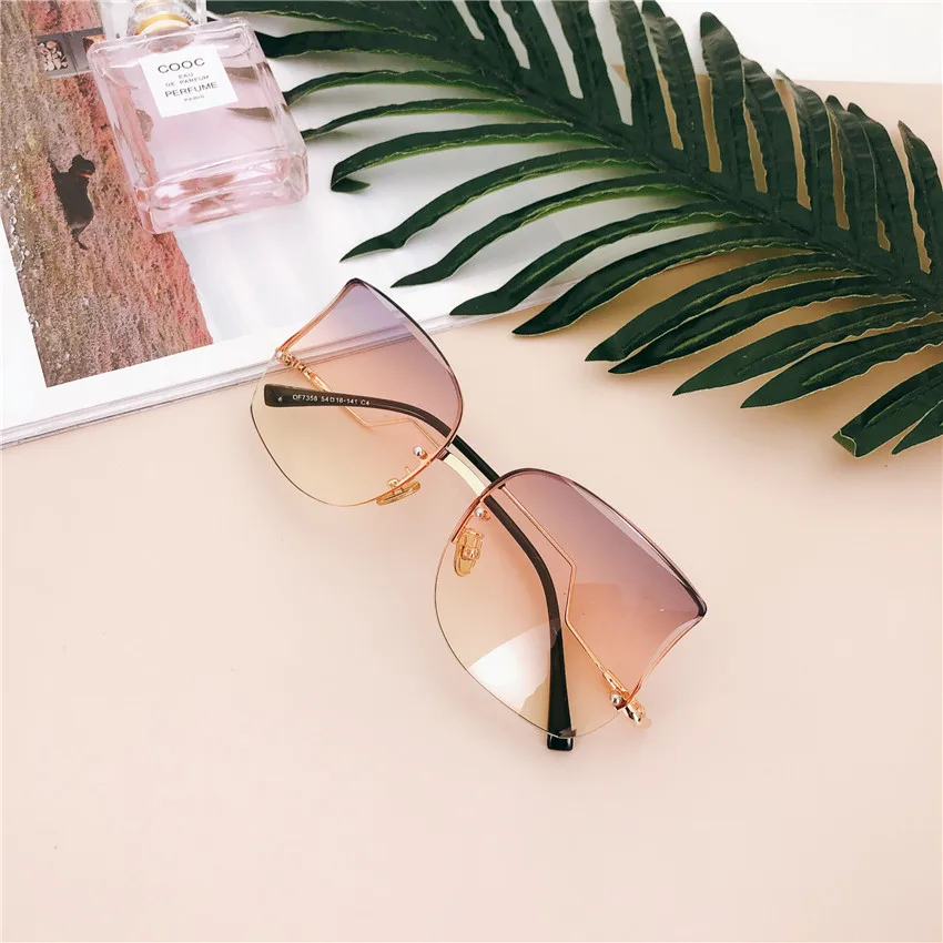 Винтажные бескаркасные солнцезащитные очки для женщин и мужчин, классический фирменный дизайн, градиентные солнцезащитные очки, оттенки для девушек, большие оправы, кошачьи солнцезащитные очки NX