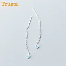 Trusta,, 925, твердые, Настоящее серебро, серьги-гвоздики, синие, Круглые, 5,1 см, связанные, капля, палочка для девочек-подростков, друзей, подарок, DS963