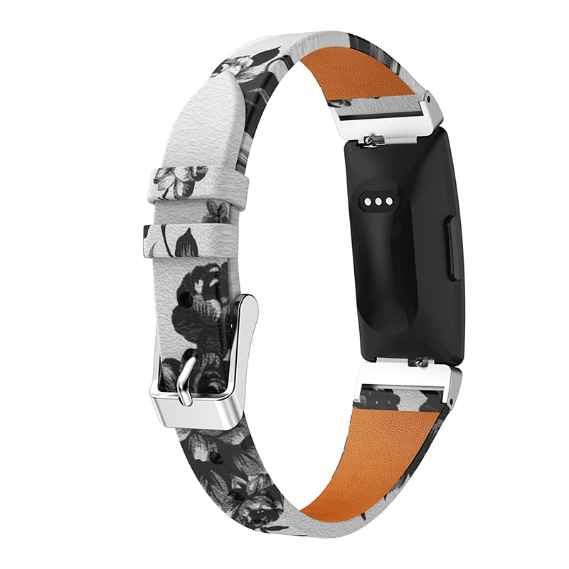 Кожаный ремешок для часов Fitbit Inspire, кожаный ремешок с цветочным рисунком, ремешок для часов Fitbit Inspire