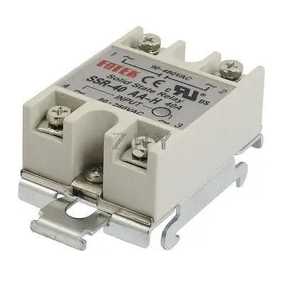 

AC 80-280V Temperature Control Solid State Relay w DIN Rail Base 40A SSR-40AA-H