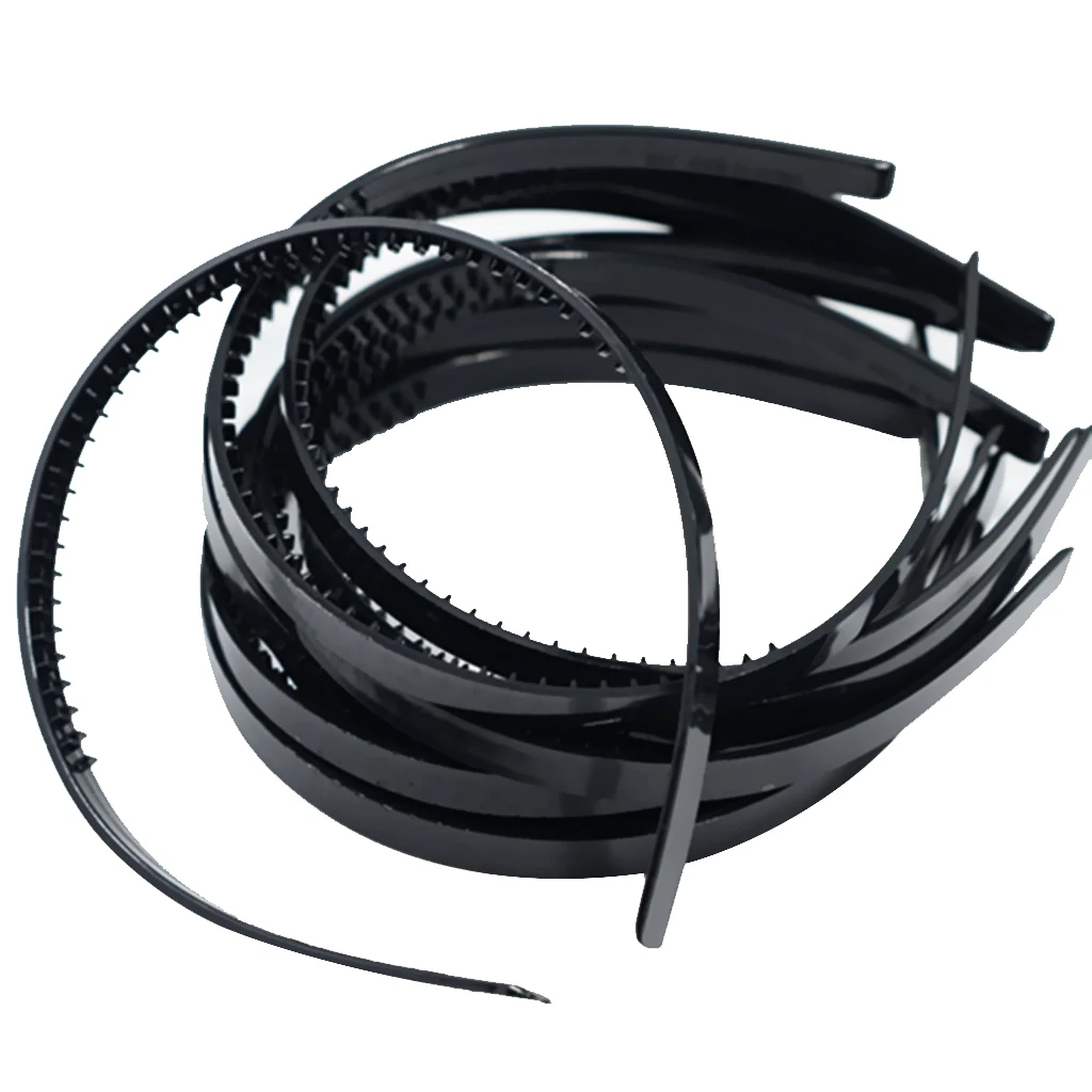 

10pcs 10mm/0.4" Black/White Plastic Plain Flexible Alice Hair Bands Headband