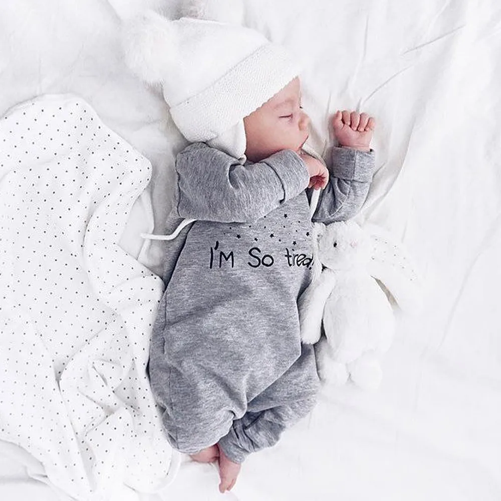 

Newborn Infant Baby Boy Girl Letter Romper Jumpsuit Playsuit Outfits Clothes Lively babygrow Personality baby winter jumpsuit