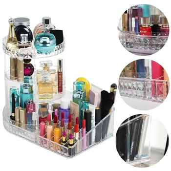 

AU Makeup Shelf Cosmetic Rack Holder 360 Degree Rotating Organizer Storage Case