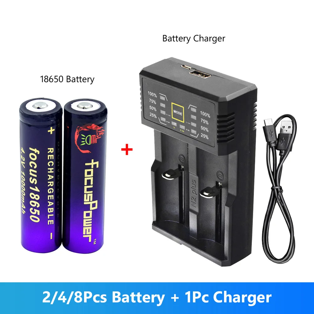 8 шт. 2020 Новый 18650 3 7 v 10000mah Battey литий ионная аккумуляторная батарея с USB зарядным