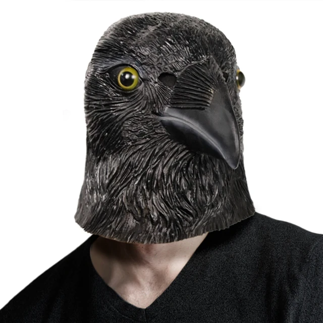 Waylike Crow Mask Head Latex Mask Animal Halloween Costume Cosplay Mask Face Disguise For Adult Black Party - Masks & Eyewear -