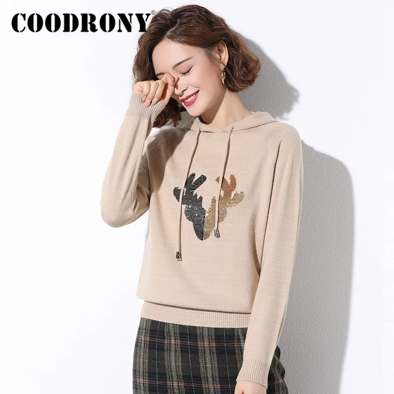 COODRONY Brand 2020 Autumn Winter Casual Soft Knitwear Jumpers Women Link Shoulder Sleeve Pullover Slim Sweaters Female W1079