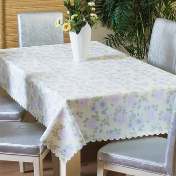 

1 Piece Oilproof Dining Table Cover Pastoral Style PVC Kitchen Tablecloth Rectangle Desk Cloth For Home Flower Print Table Cover
