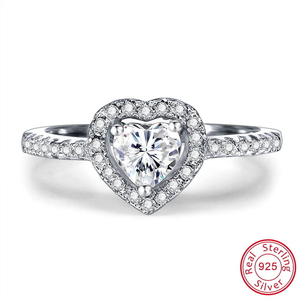 ZEMO 925 Sterling Silver Crystal Rings with CZ for Women Shinning Rhinestone Engagement Wedding Statement Finger Rings anel - Цвет основного камня: Style7