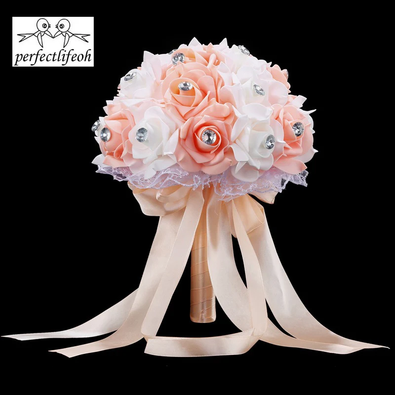 Wedding Bouquet Handmade Artificial Flower Rose Blue and White for Wedding wedding bouquets artificial rose flowers