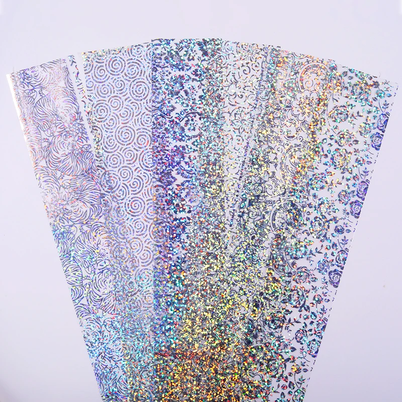 1 Sheet Nail Foil Holographic Nail Art Transfer Stickers White Black Flowers Mixed Patterns For Nail Art DIY Design Decoration