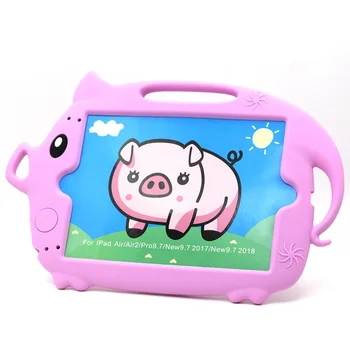 

Pink Cute Pig Silicone Kids Tablet Case for Apple IPad Air 2 A1893 A1954 Soft Cover Stand Holder for IPad 6th 9.7 inch 2018 2017