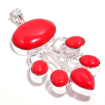 

Genuine Coral Pendant Silver Overlay over Copper , Hand made Women Jewelry gift, P8986