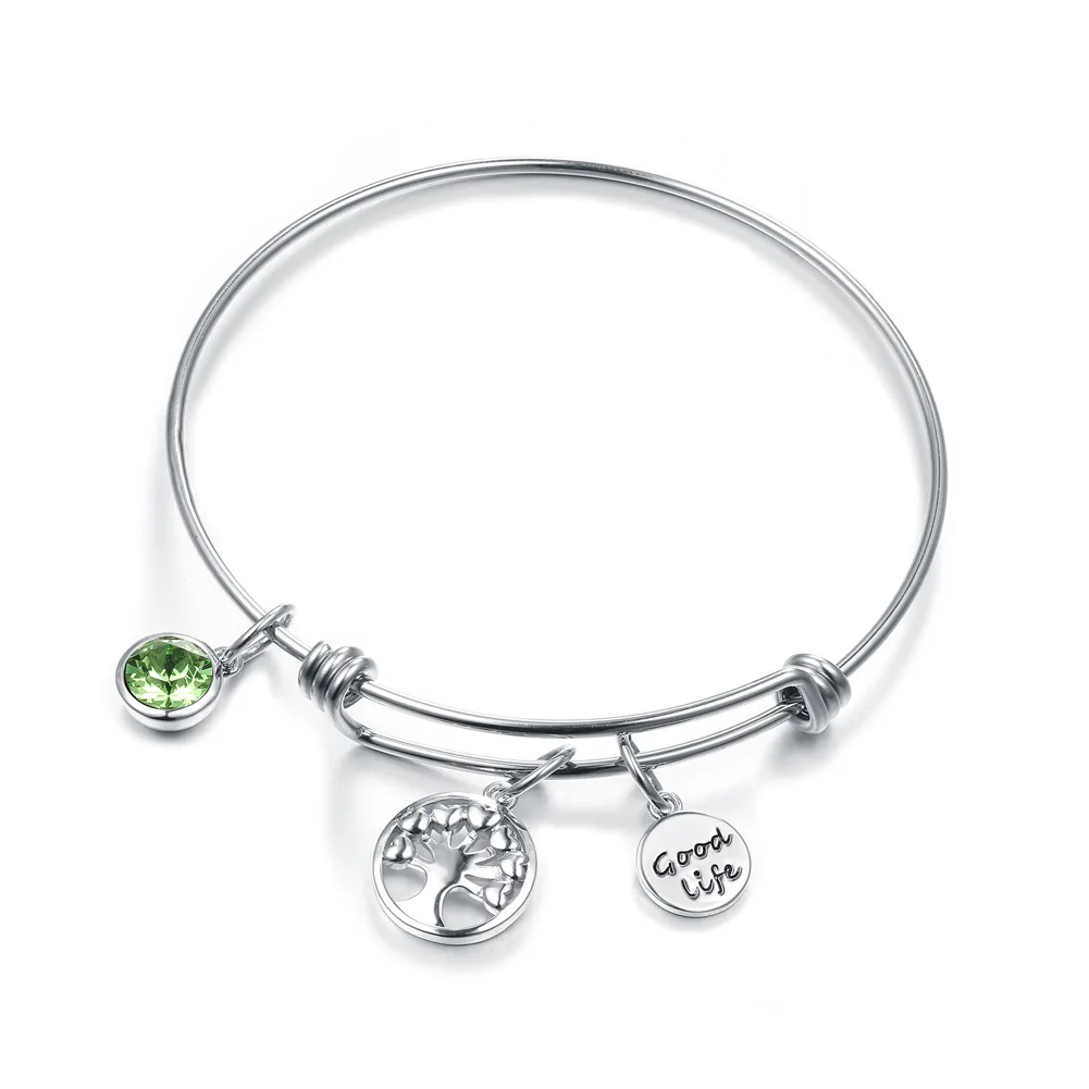 

Ms Betti trendy expandable wire bangle bracelet tree of life letter star rose evil eyes hamsa hands hearts charms new year gifts