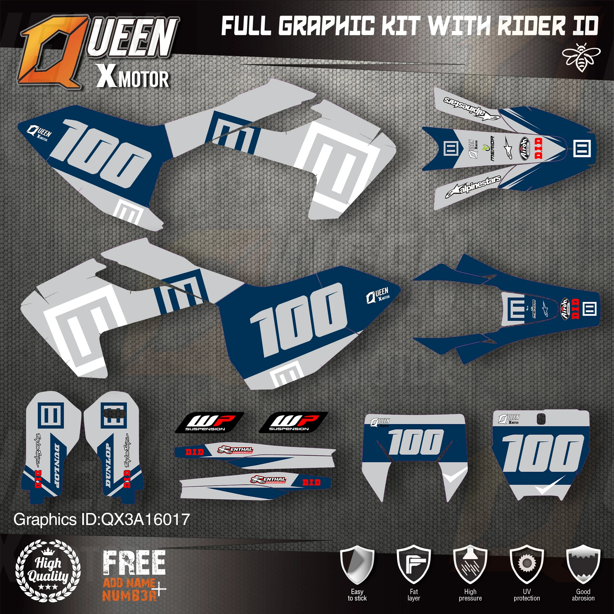 QUEEN X MOTOR Custom Team графические наклейки Набор наклеек для Husqvarna Decal 2016-18 TC FC TX FX FS 17-19 TE FE