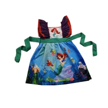 Тканое летнее платье для девочек с поясом и рисунком из мультфильма; цельнокроеное платье