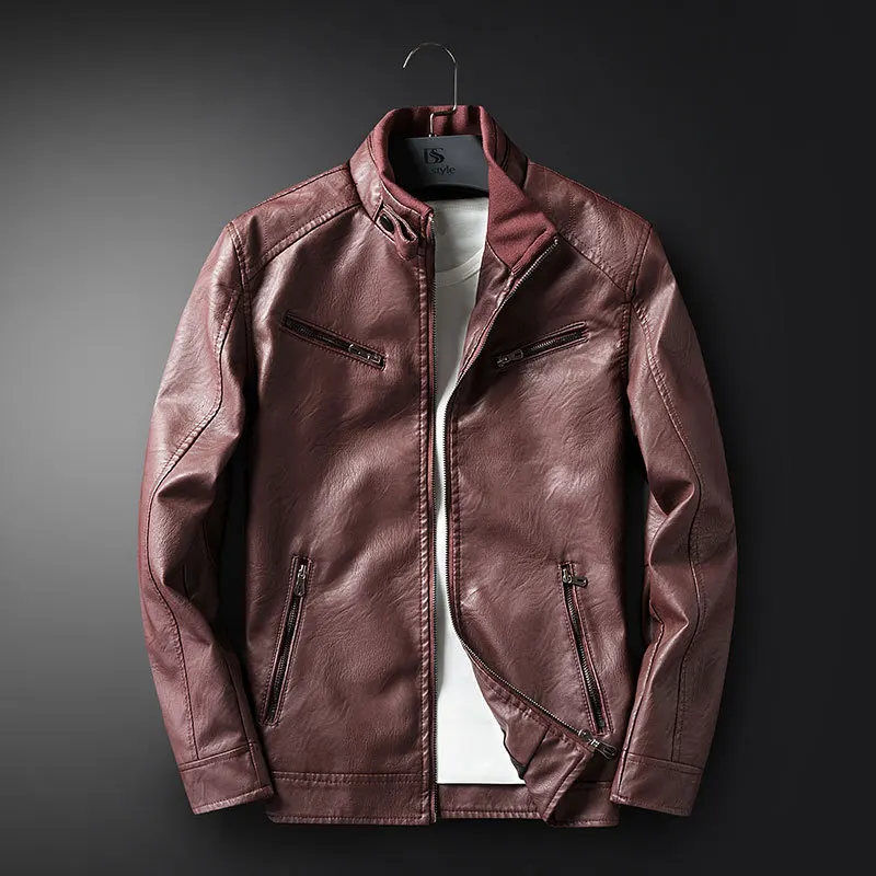 

Spring And Autumn New Style Men Stand Collar Japanese-style Popular Brand Slim Fit PU Leather Coat Casual Versatile Locomotive L
