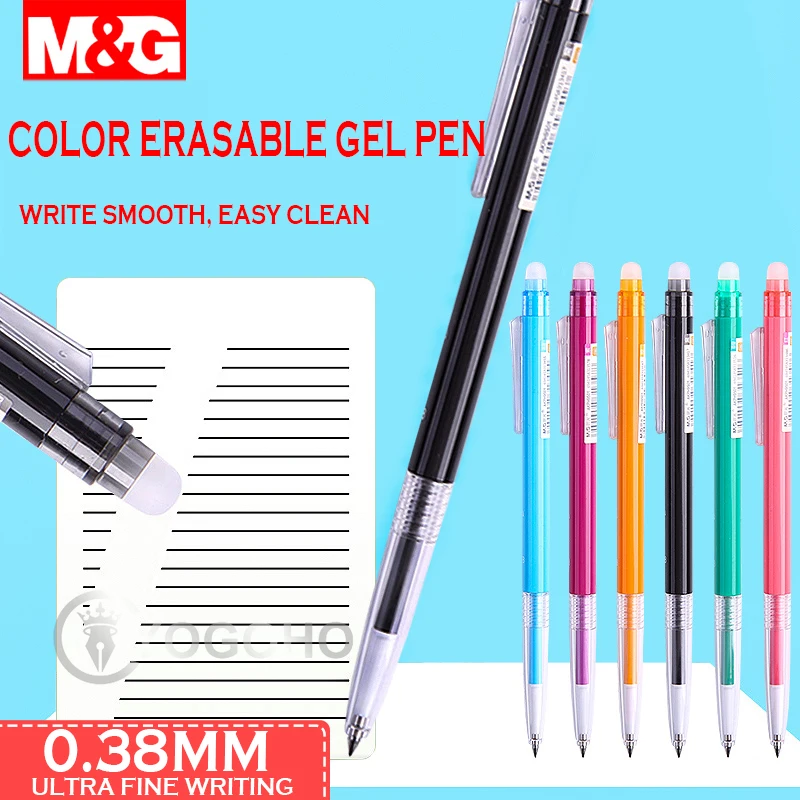 M&G 0.38mm Erasable Gel Pen 6 Colors Retractable Gel Ink Pens Color Pens Creative Drawing Stationery Pens For School Office 9pcs set gel pens colored neutral drawing pens 0 5mm permanent fineliner hand ledger pens for school office art marker pen set