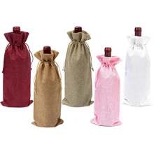 Винная бутылка из джута крышка пакеты для красного вина подарок Шампанское мешок из джутовой ткани упаковочный мешочек для Свадьбы вечерние украшения бутылки вина