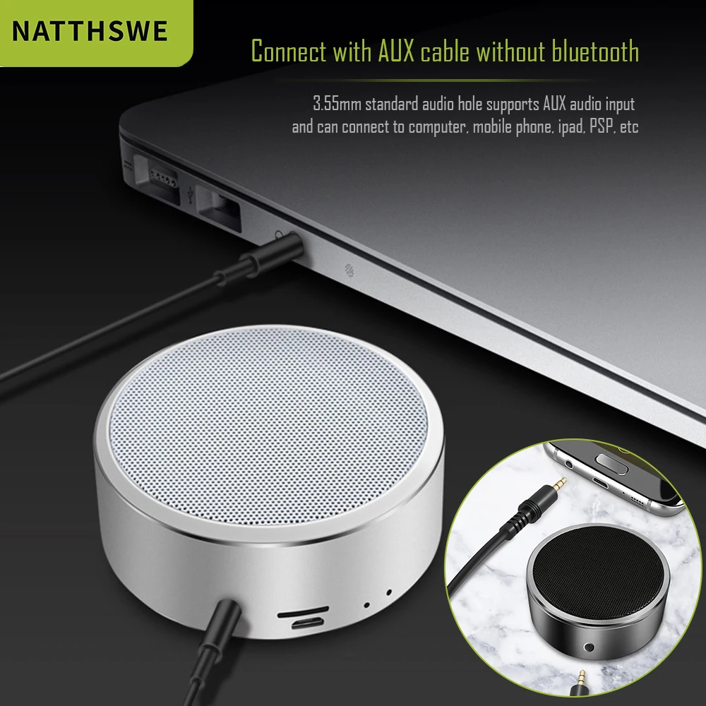 NATTHSWE стерео музыка портативный мини Bluetooth динамик беспроводной Hifi динамик сабвуфер громкий динамик аудио подарок поддержка TF