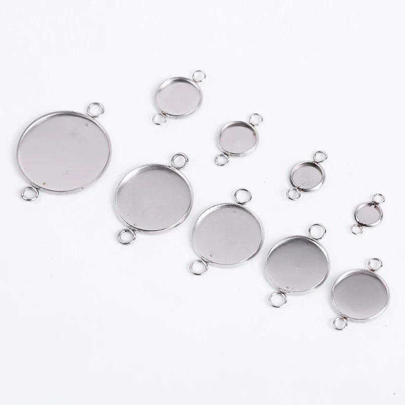 

20 Pcs Stainless Steel Blank Cabochon Base Tray Bezels Bracelet Making Findings Charms Pendant Base Diy Accessories For Jewelry