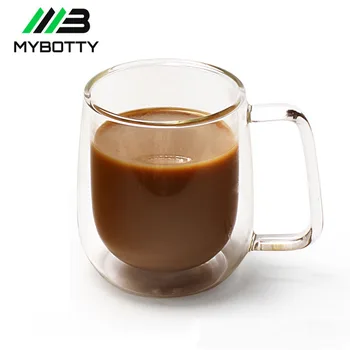 

MYBOTTY Double Wall Glass Coffee Cup With Handle Resistant Tea Milk Juice Cup Drinking Insulation Handmade Drinkware Tools