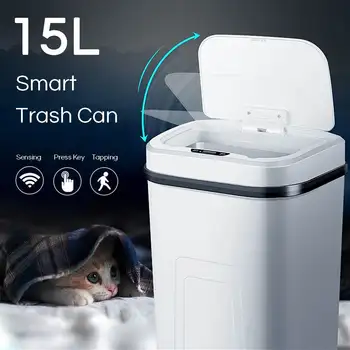 

15L Automatic Touchless Intelligent induction Motion Sensor Kitchen Trash Can Wide Opening Sensor Eco-friendly Waste Garbag