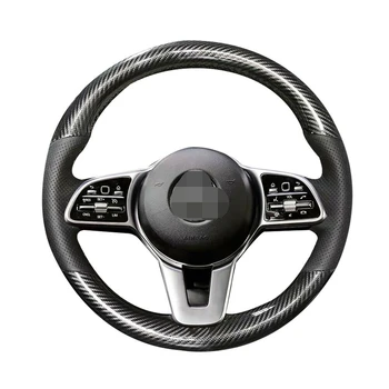 

For Benz E-Class Carbon Fiber&Hole Leather Steering Wheel Hand Sewing Wrap Cover